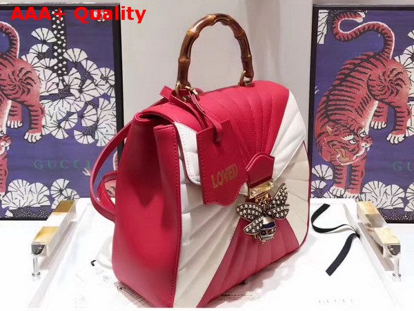 Gucci Queen Margaret Quilted Leather Backpack Red and White Quilted Leather Replica