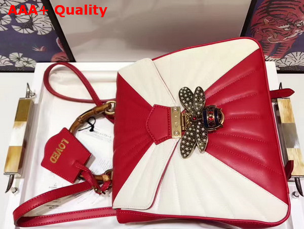 Gucci Queen Margaret Quilted Leather Backpack Red and White Quilted Leather Replica