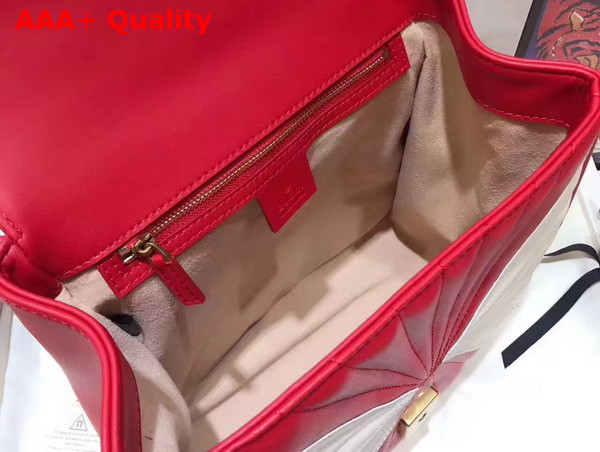 Gucci Queen Margaret Quilted Leather Backpack Red and White Quilted Leather Replica