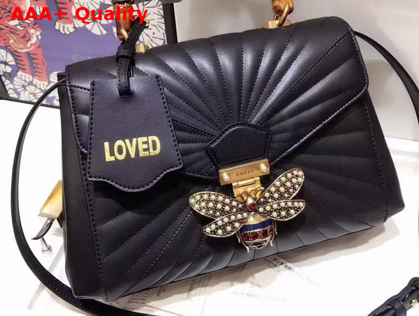 Gucci Queen Margaret Quilted Leather Top Handle Bag Black Quilted Leather Replica