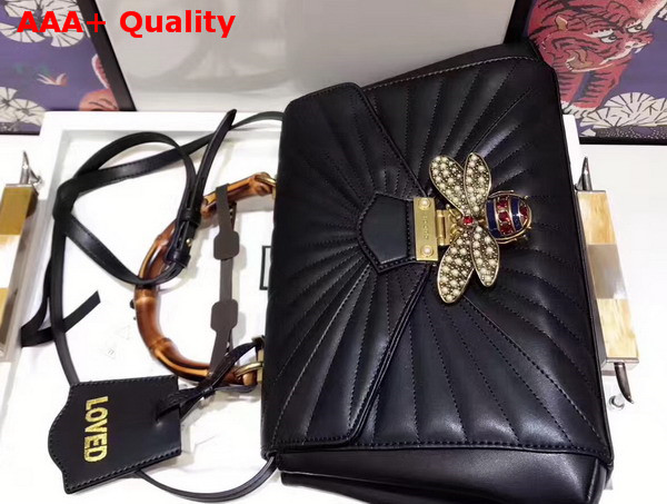 Gucci Queen Margaret Quilted Leather Top Handle Bag Black Quilted Leather Replica