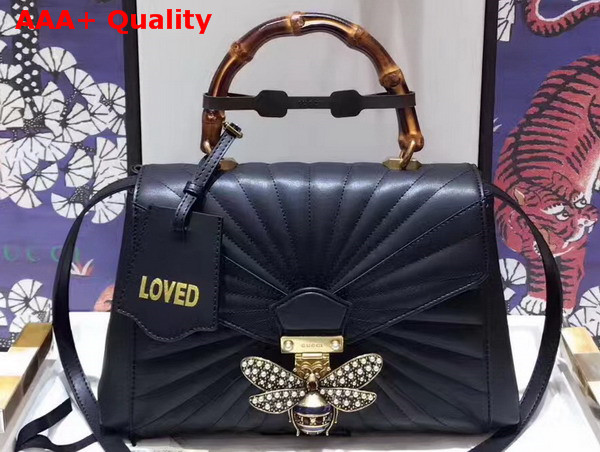 Gucci Queen Margaret Quilted Leather Top Handle Bag Black Quilted Leather Replica