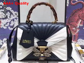 Gucci Queen Margaret Quilted Leather Top Handle Bag Black and White Quilted Leather Replica