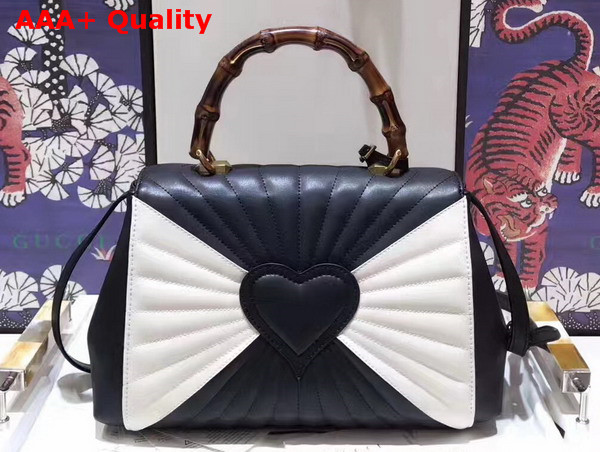 Gucci Queen Margaret Quilted Leather Top Handle Bag Black and White Quilted Leather Replica