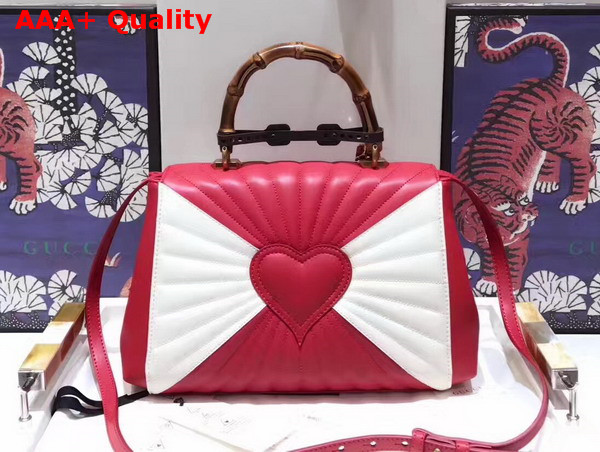 Gucci Queen Margaret Quilted Leather Top Handle Bag Red and White Quilted Leather Replica