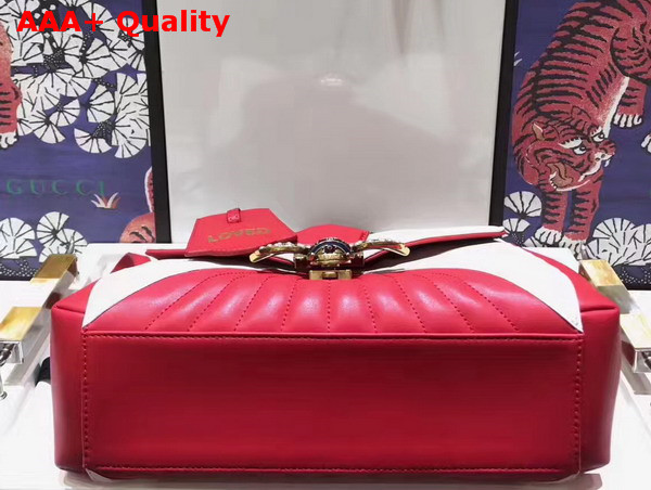 Gucci Queen Margaret Quilted Leather Top Handle Bag Red and White Quilted Leather Replica