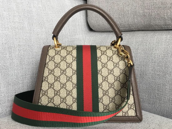 Gucci Queen Margaret Small GG Top Handle Bag Beige Ebony GG Supreme Canvas with Brown Leather Trim 476541