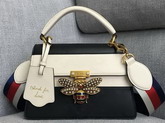 Gucci Queen Margaret Small GG Top Handle Bag Black and White Leather 476541