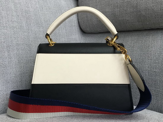 Gucci Queen Margaret Small GG Top Handle Bag Black and White Leather 476541