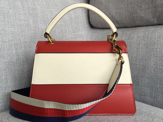 Gucci Queen Margaret Small GG Top Handle Bag Red and White Leather 476541