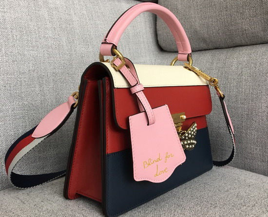 Gucci Queen Margaret Small GG Top Handle Bag White Red Blue Leather 476541