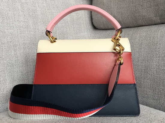 Gucci Queen Margaret Small GG Top Handle Bag White Red Blue Leather 476541