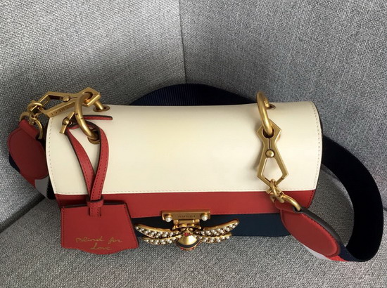 Gucci Queen Margaret Small Shoulder Bag White Red and Blue Leather 476542