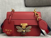 Gucci Queen Margaret Small Shoulder Bag in Hibiscus Red Leather 476542