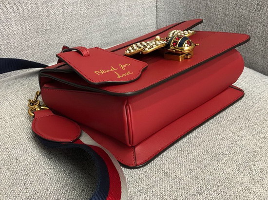 Gucci Queen Margaret Small Shoulder Bag in Hibiscus Red Leather 476542