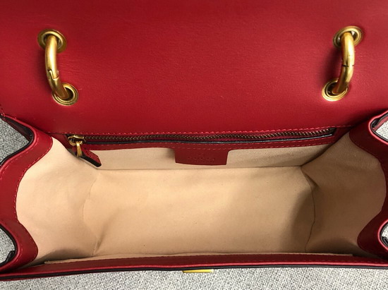 Gucci Queen Margaret Small Shoulder Bag in Hibiscus Red Leather 476542