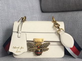 Gucci Queen Margaret Small Shoulder Bag in White Leather 476542