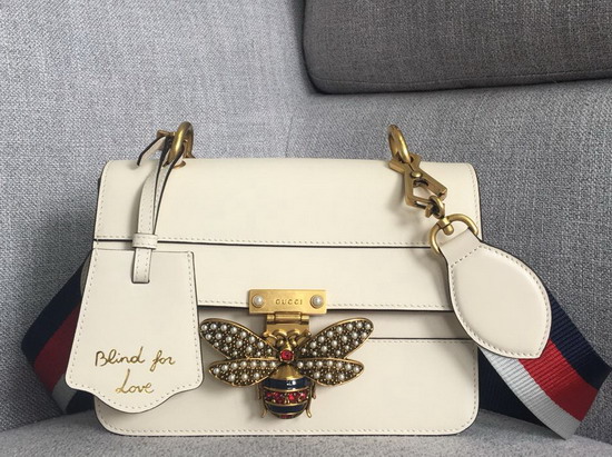 Gucci Queen Margaret Small Shoulder Bag in White Leather 476542