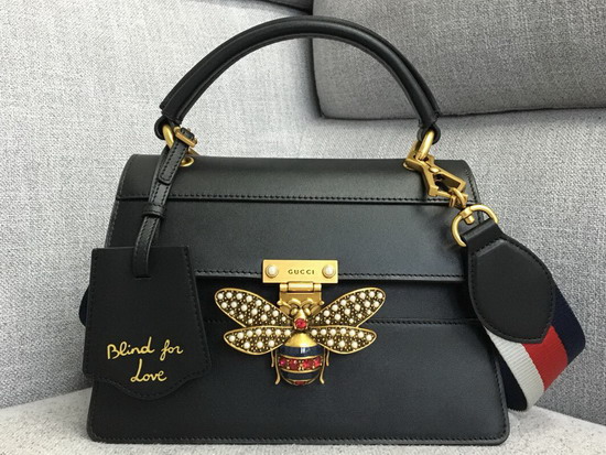 Gucci Queen Margaret Small Top Handle Bag in Black Leather