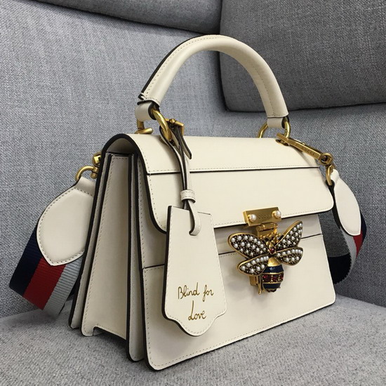 Gucci Queen Margaret Small Top Handle Bag in White Leather