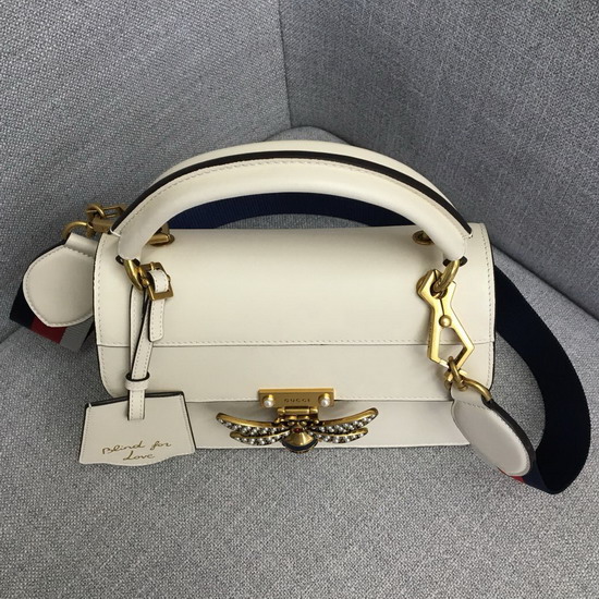 Gucci Queen Margaret Small Top Handle Bag in White Leather