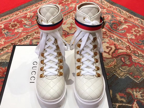 Gucci Quilted Leather Ankle Boot in White