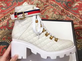 Gucci Quilted Leather Ankle Boot in White