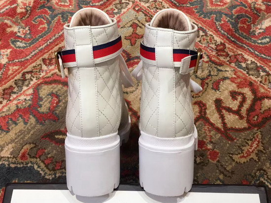 Gucci Quilted Leather Ankle Boot in White