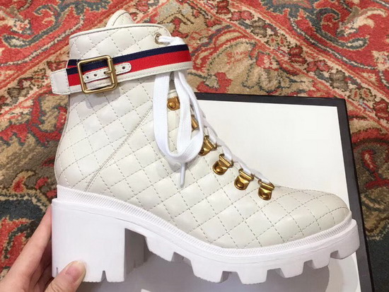 Gucci Quilted Leather Ankle Boot in White