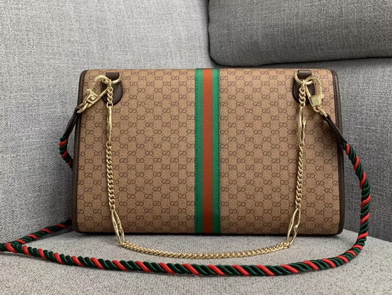 Gucci Rajah GG Medium Shoulder Bag in Beige Ebony Mini GG Supreme Canvas 564697