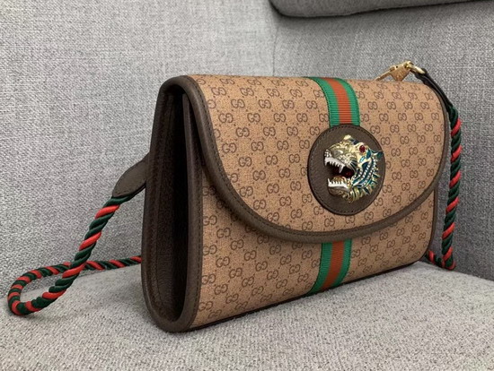 Gucci Rajah GG Small Shoulder Bag in Beige Ebony Mini GG Supreme Canvas