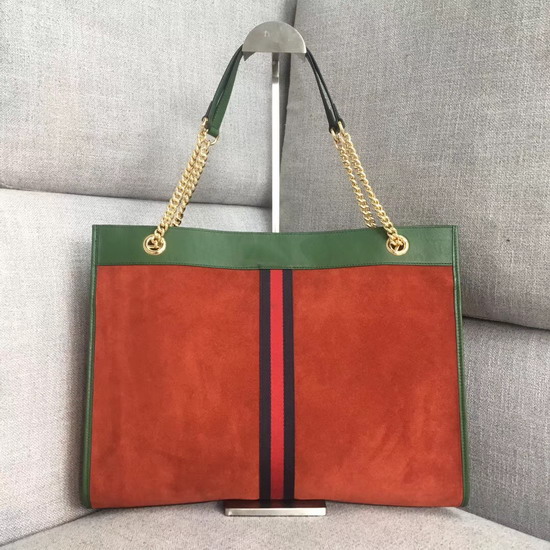 Gucci Rajah Large Tote Orange Suede 537219