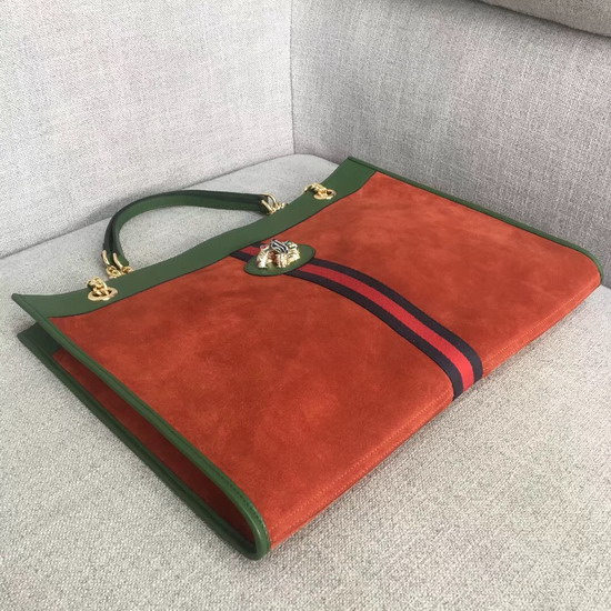 Gucci Rajah Large Tote Orange Suede 537219