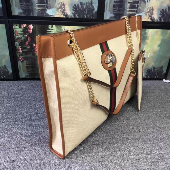 Gucci Rajah Large Tote in Beige Vintage Canvas 537219