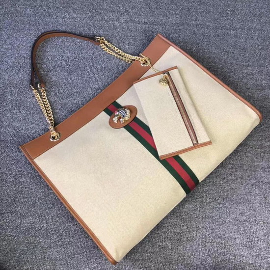 Gucci Rajah Large Tote in Beige Vintage Canvas 537219