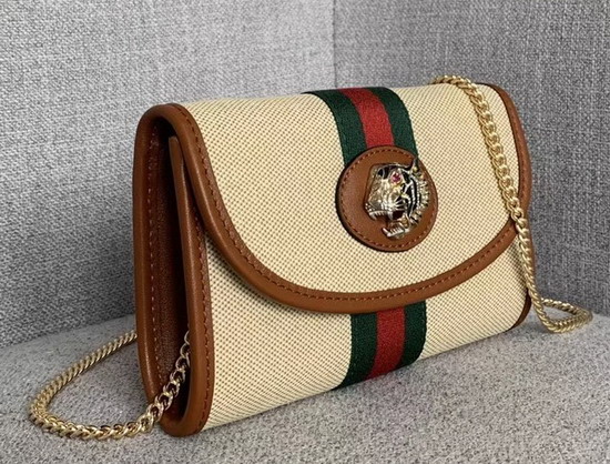 Gucci Rajah Mini Bag in Beige Vintage Canvas with Cuir Leather Trim 573797