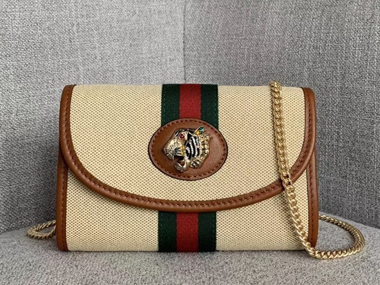 Gucci Rajah Mini Bag in Beige Vintage Canvas with Cuir Leather Trim 573797