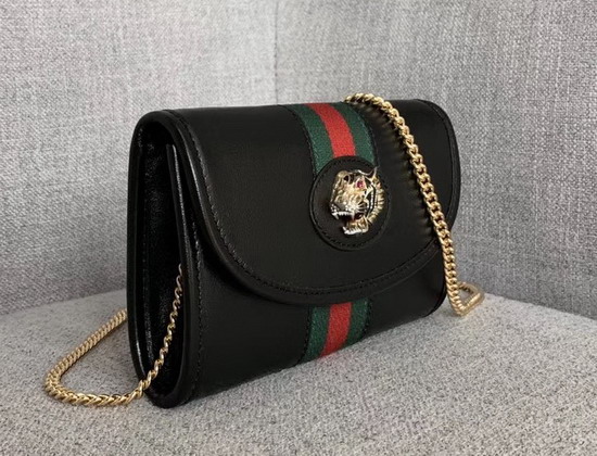 Gucci Rajah Mini Bag in Black Leather with a Vintage Effect 573797