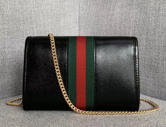 Gucci Rajah Mini Bag in Black Leather with a Vintage Effect 573797