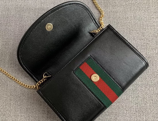 Gucci Rajah Mini Bag in Black Leather with a Vintage Effect 573797