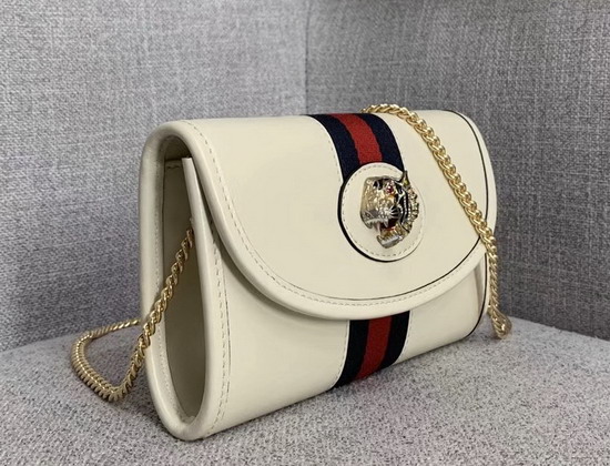 Gucci Rajah Mini Bag in White Leather with a Vintage Effect 573797