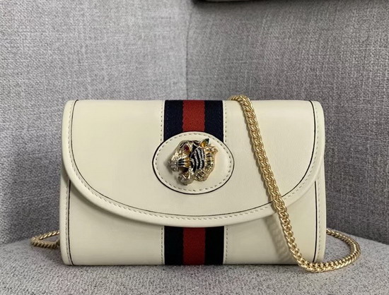 Gucci Rajah Mini Bag in White Leather with a Vintage Effect 573797