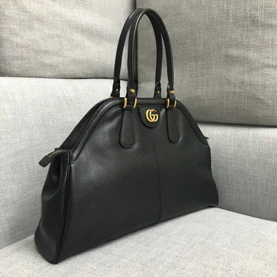 Gucci Rebelle Large Top Handle Bag in Black Leather