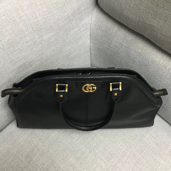 Gucci Rebelle Large Top Handle Bag in Black Leather