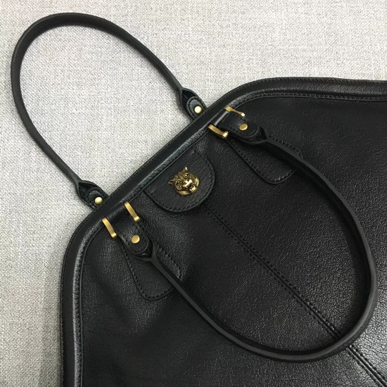 Gucci Rebelle Large Top Handle Bag in Black Leather