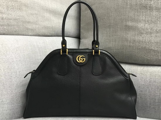 Gucci Rebelle Large Top Handle Bag in Black Leather