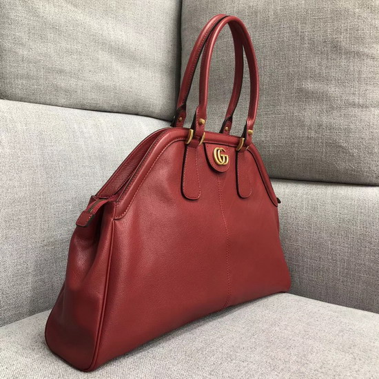 Gucci Rebelle Large Top Handle Bag in Red Leather