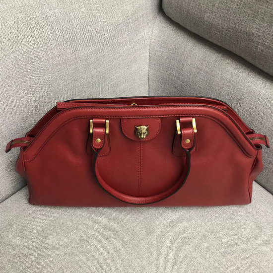 Gucci Rebelle Large Top Handle Bag in Red Leather