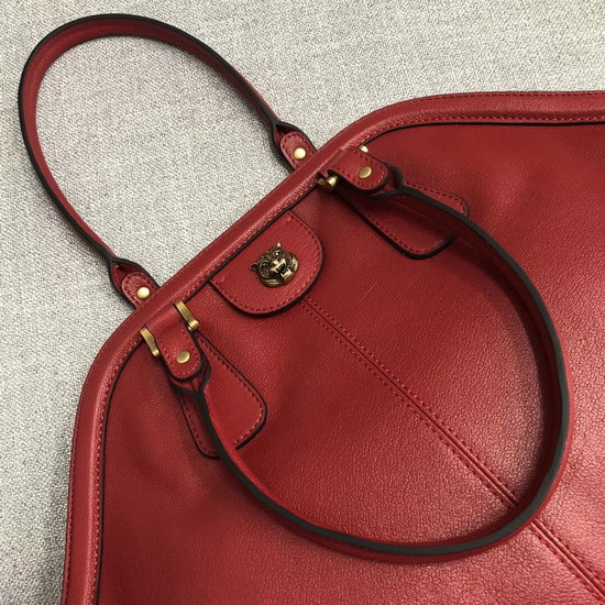 Gucci Rebelle Large Top Handle Bag in Red Leather