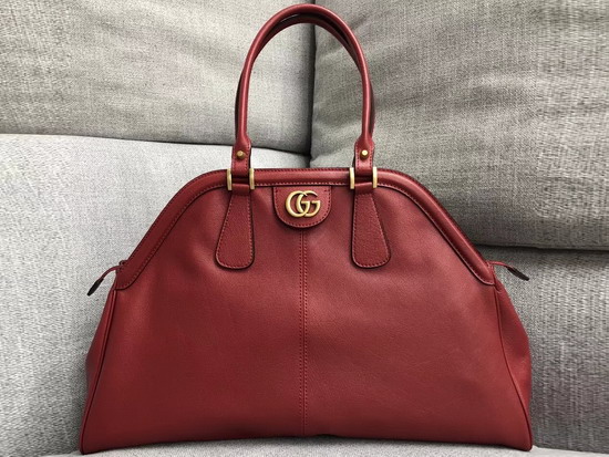 Gucci Rebelle Large Top Handle Bag in Red Leather